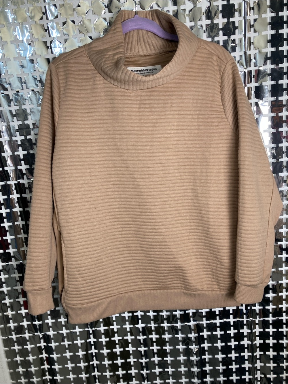 The Sweatshirt Project Women’s Ribbed Cowl Neck Sweater — Camel